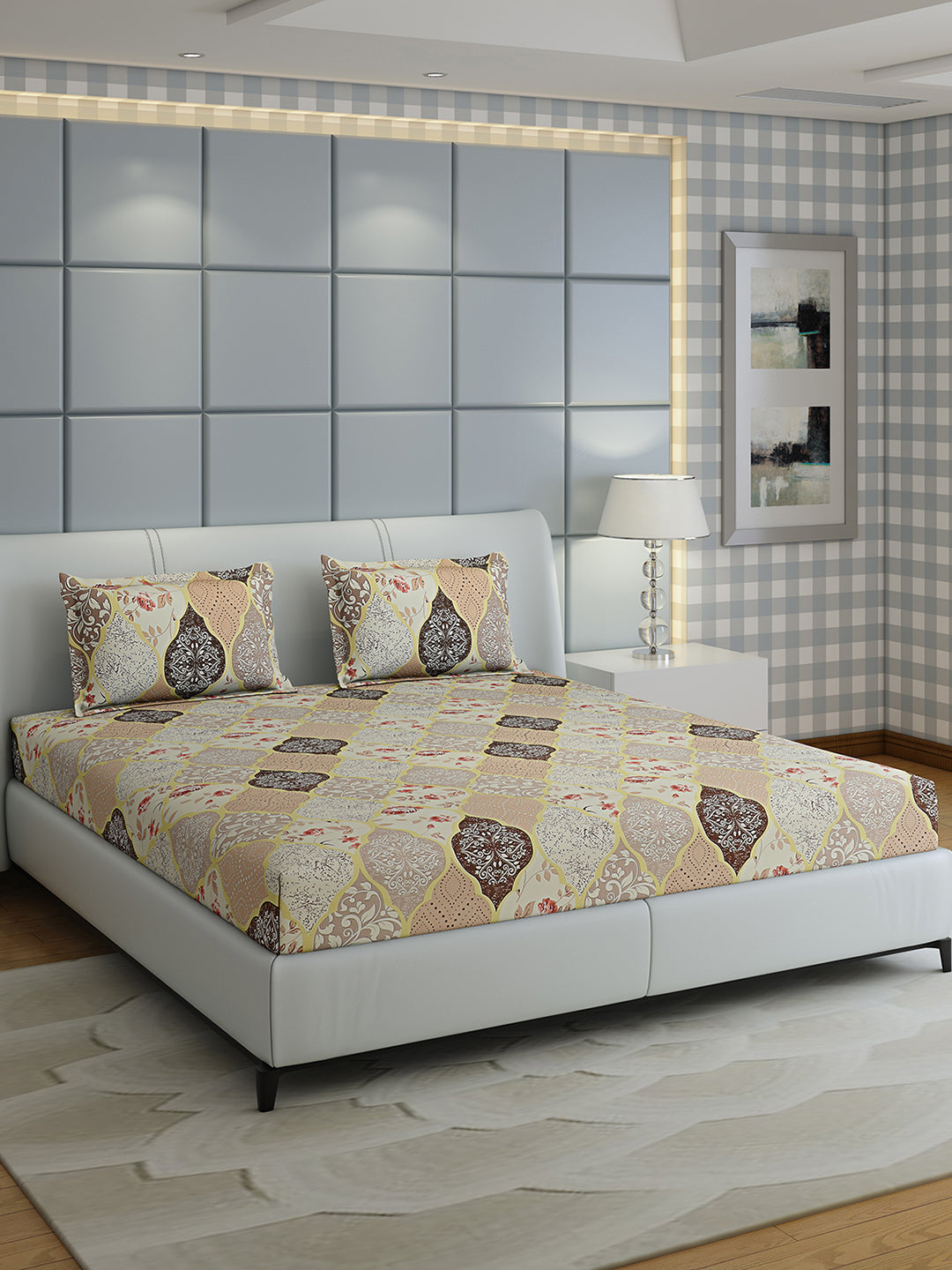 144 TC Cotton Double Bed 1 Bedsheet with 2 Pillow Covers (Fashnik)