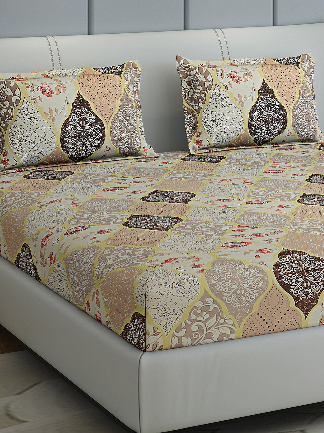 144 TC Cotton Double Bed 1 Bedsheet with 2 Pillow Covers (Fashnik)