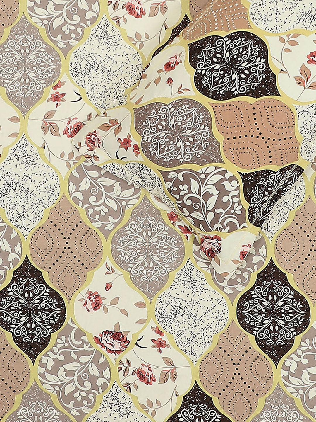 144 TC Cotton Double Bed 1 Bedsheet with 2 Pillow Covers (Fashnik)