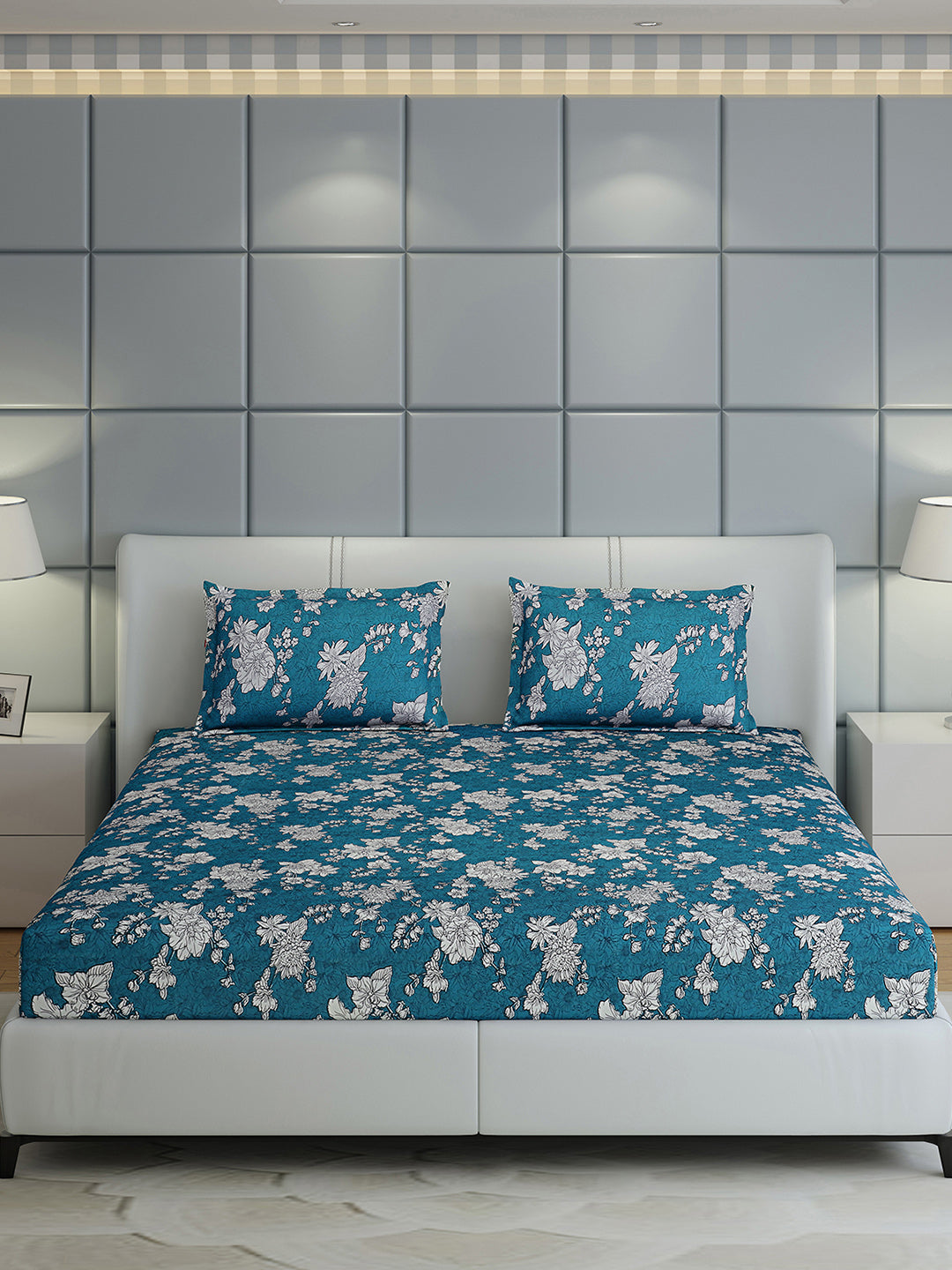 144 TC Cotton Double Bed 1 Bedsheet with 2 Pillow Covers (Fashnik)