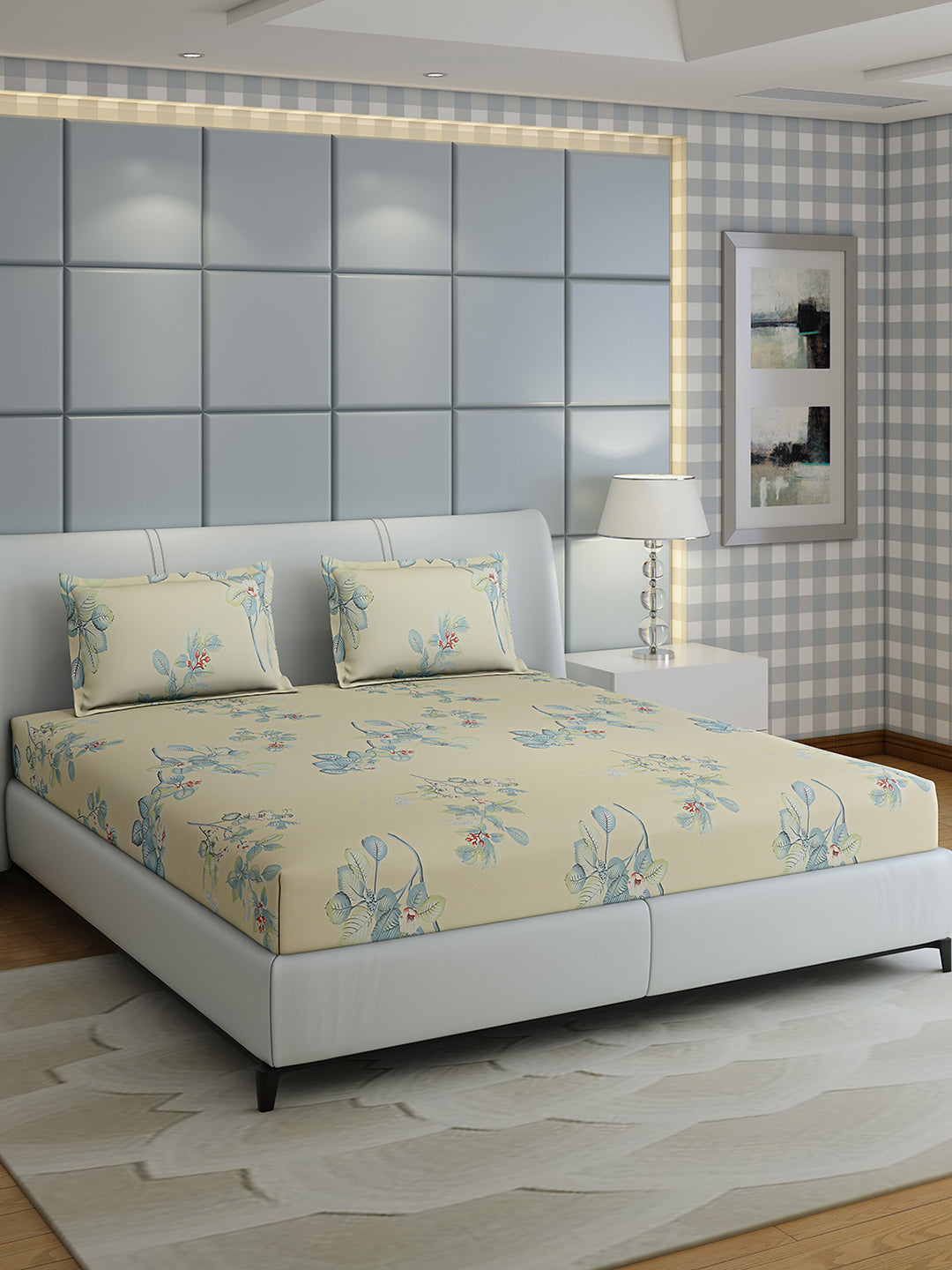 144 TC Cotton Double Bed 1 Bedsheet with 2 Pillow Covers (Fashnik)