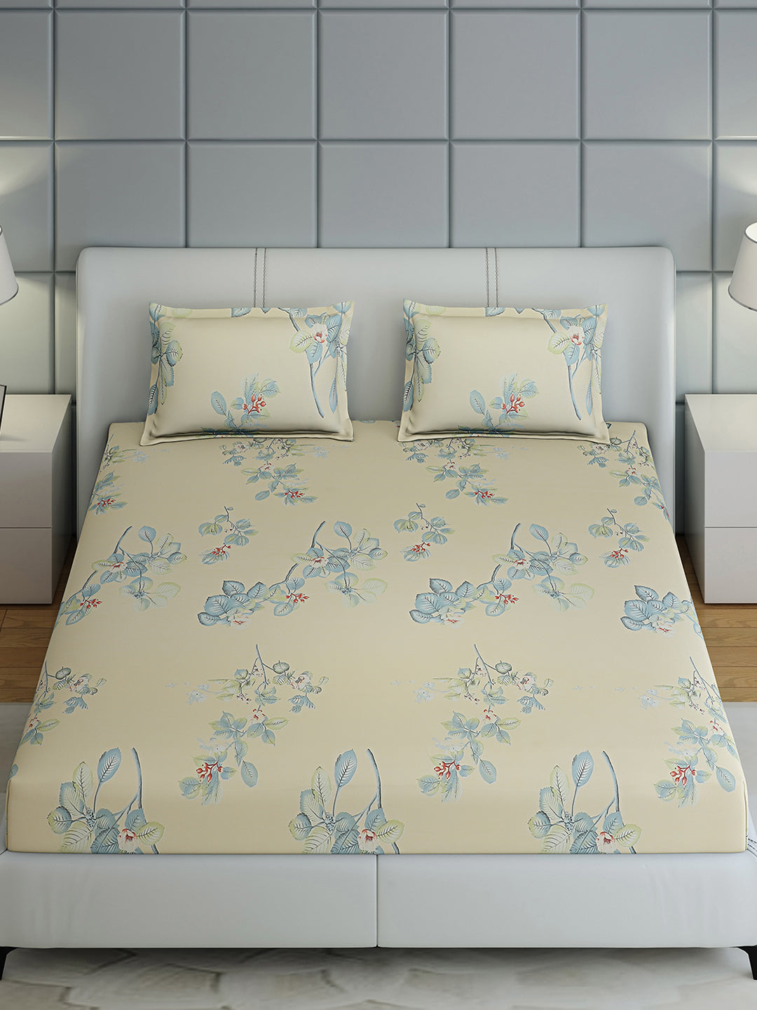 144 TC Cotton Double Bed 1 Bedsheet with 2 Pillow Covers (Fashnik)