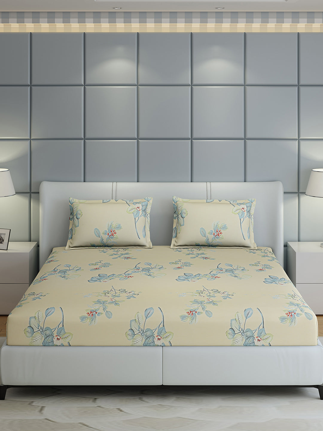 144 TC Cotton Double Bed 1 Bedsheet with 2 Pillow Covers (Fashnik)