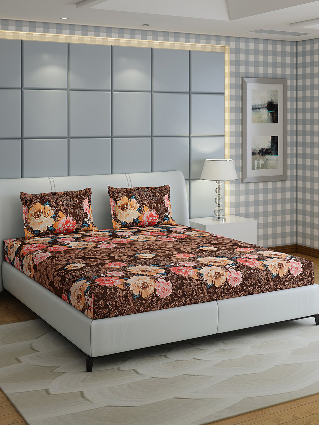 144 TC Cotton Double Bed 1 Bedsheet with 2 Pillow Covers (Fashnik)