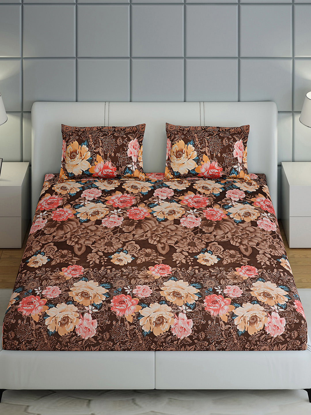 144 TC Cotton Double Bed 1 Bedsheet with 2 Pillow Covers (Fashnik)