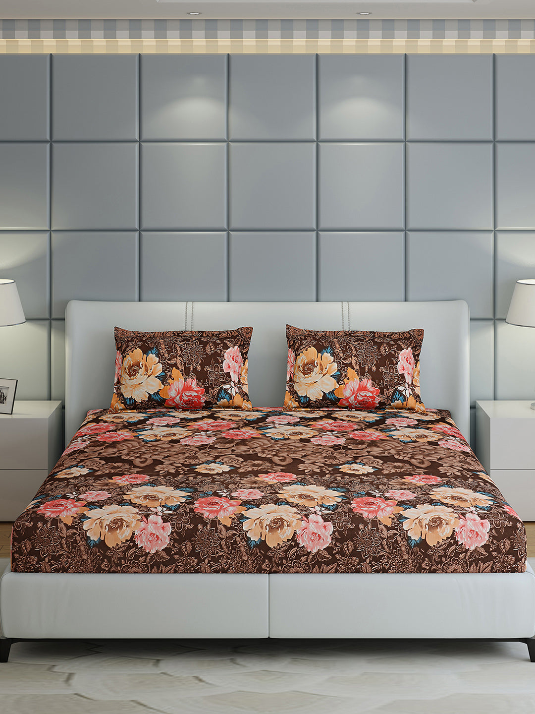 144 TC Cotton Double Bed 1 Bedsheet with 2 Pillow Covers (Fashnik)