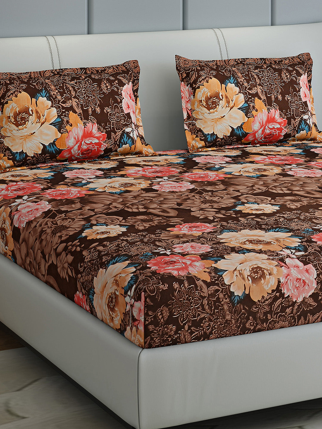 144 TC Cotton Double Bed 1 Bedsheet with 2 Pillow Covers (Fashnik)