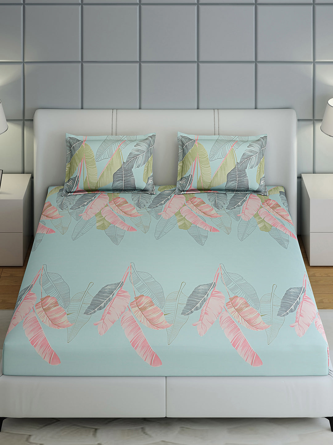 144 TC Cotton Double Bed 1 Bedsheet with 2 Pillow Covers (Fashnik)