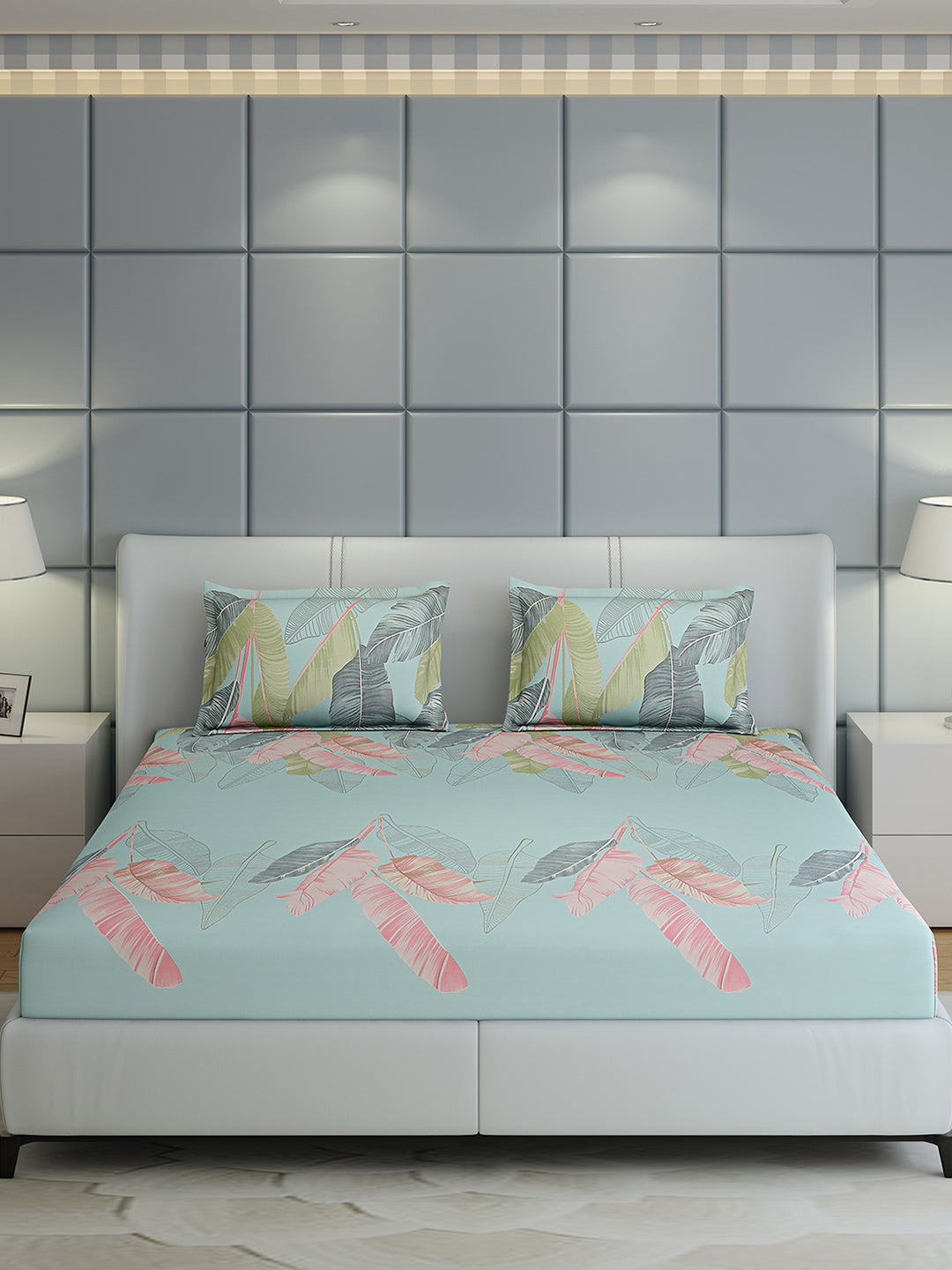 144 TC Cotton Double Bed 1 Bedsheet with 2 Pillow Covers (Fashnik)