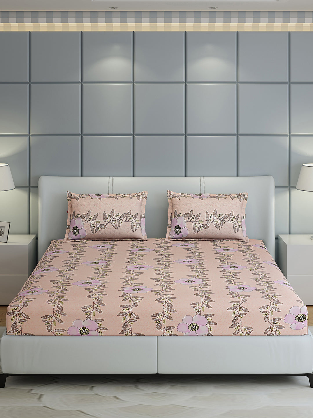 144 TC Cotton Double Bed 1 Bedsheet with 2 Pillow Covers (Fashnik)