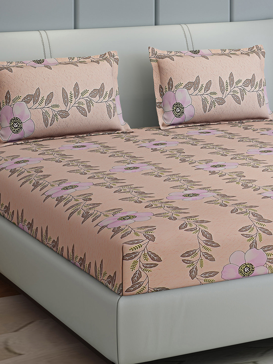 144 TC Cotton Double Bed 1 Bedsheet with 2 Pillow Covers (Fashnik)