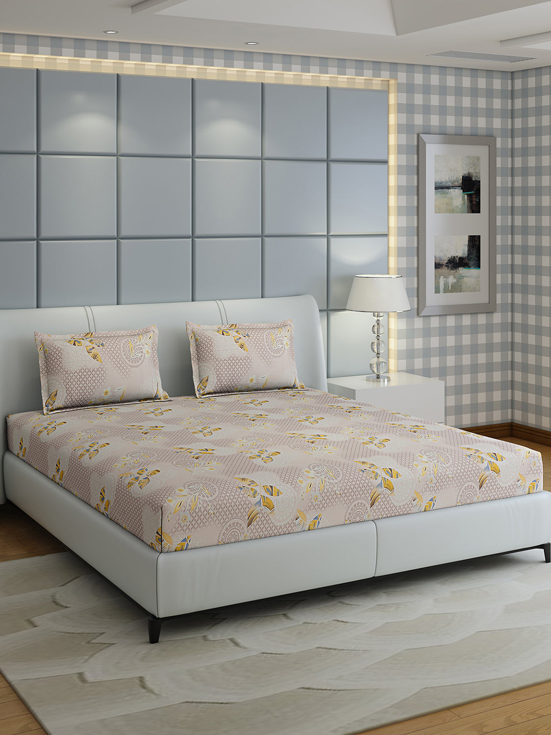 144 TC Cotton Double Bed 1 Bedsheet with 2 Pillow Covers (Fashnik)