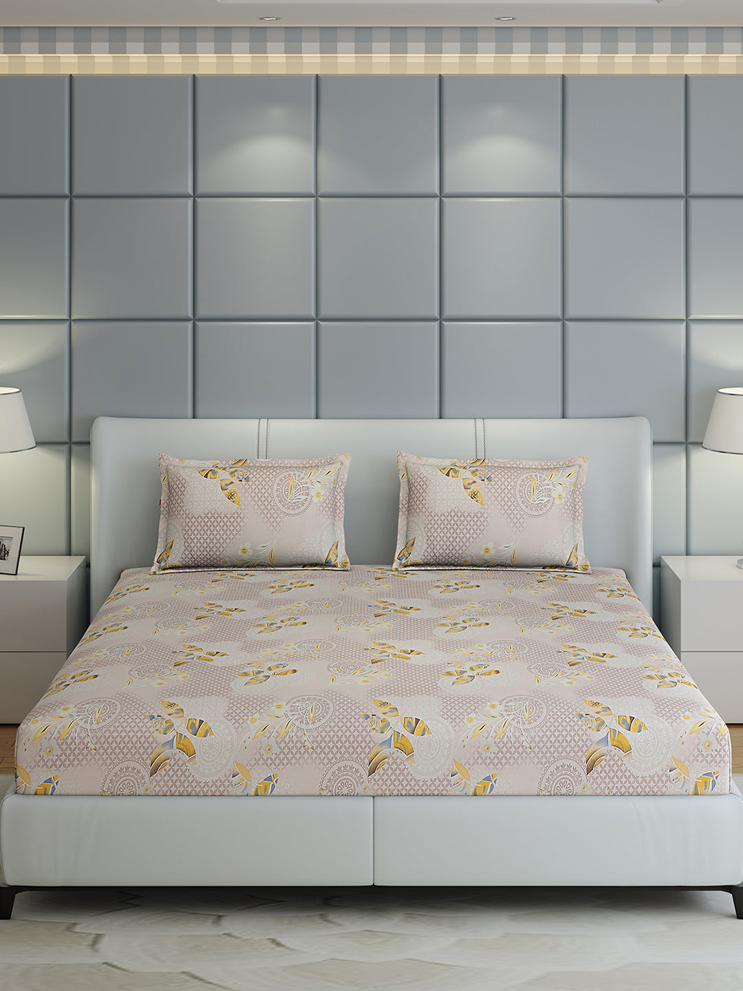 144 TC Cotton Double Bed 1 Bedsheet with 2 Pillow Covers (Fashnik)