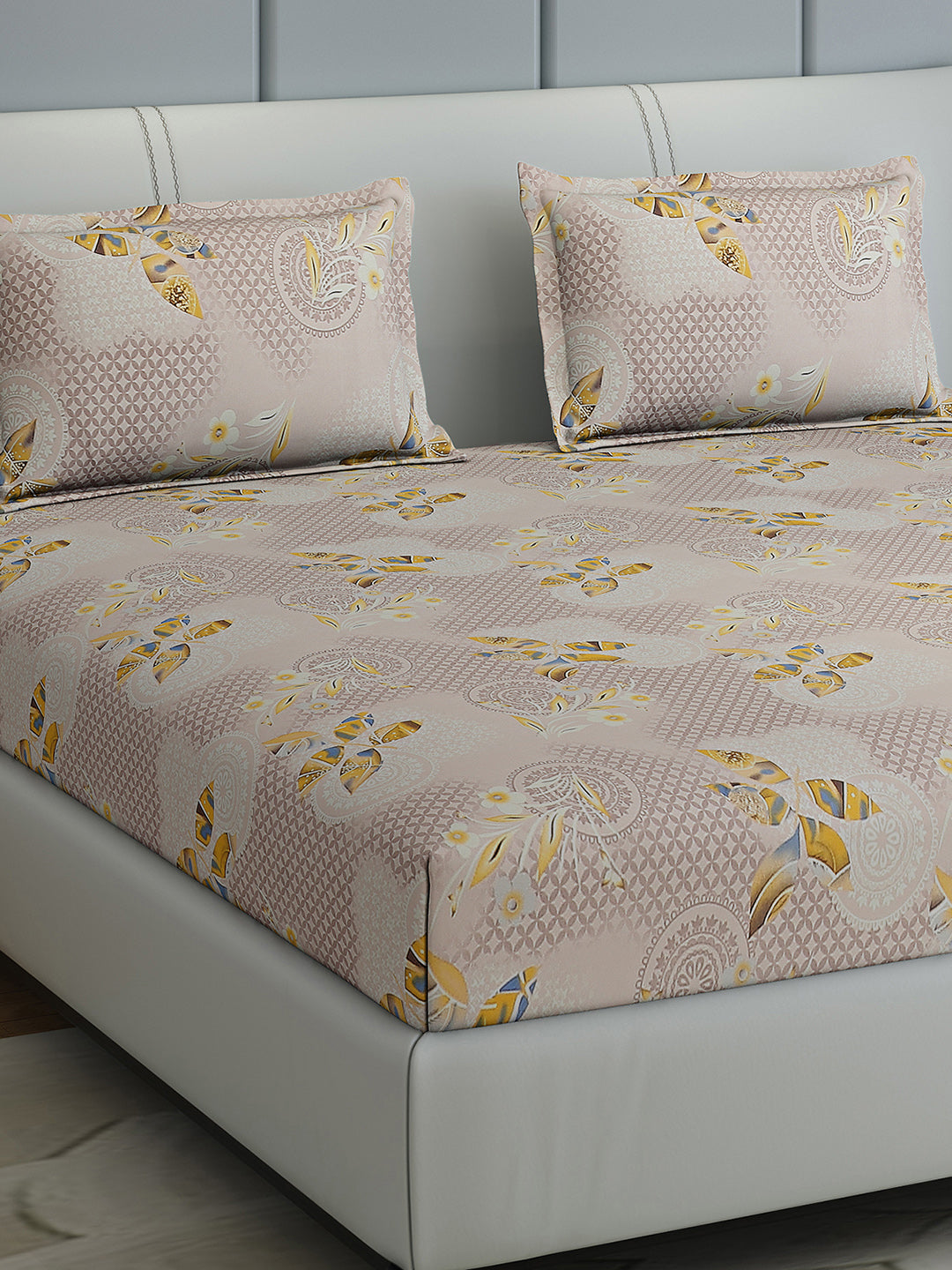 144 TC Cotton Double Bed 1 Bedsheet with 2 Pillow Covers (Fashnik)