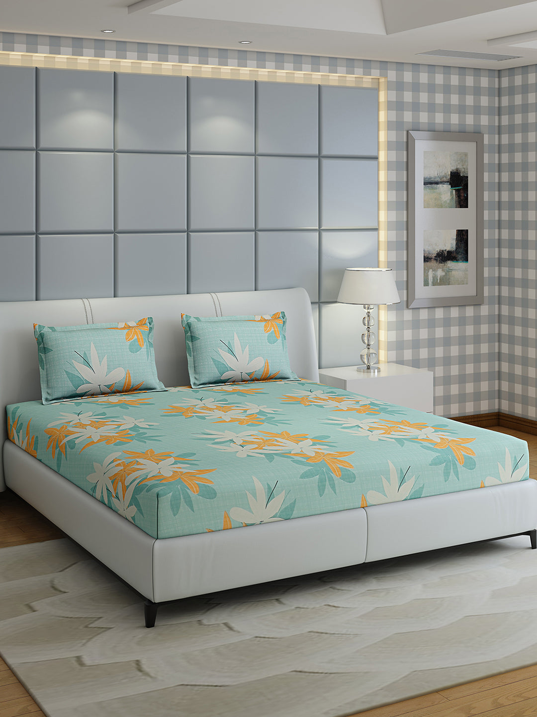 144 TC Cotton Double Bed 1 Bedsheet with 2 Pillow Covers (Fashnik)