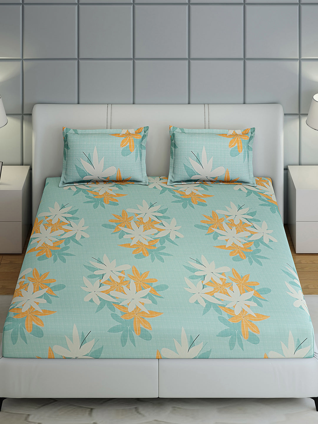 144 TC Cotton Double Bed 1 Bedsheet with 2 Pillow Covers (Fashnik)