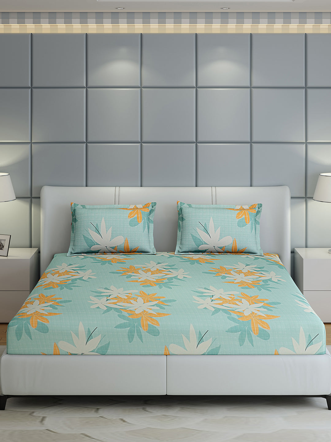 144 TC Cotton Double Bed 1 Bedsheet with 2 Pillow Covers (Fashnik)