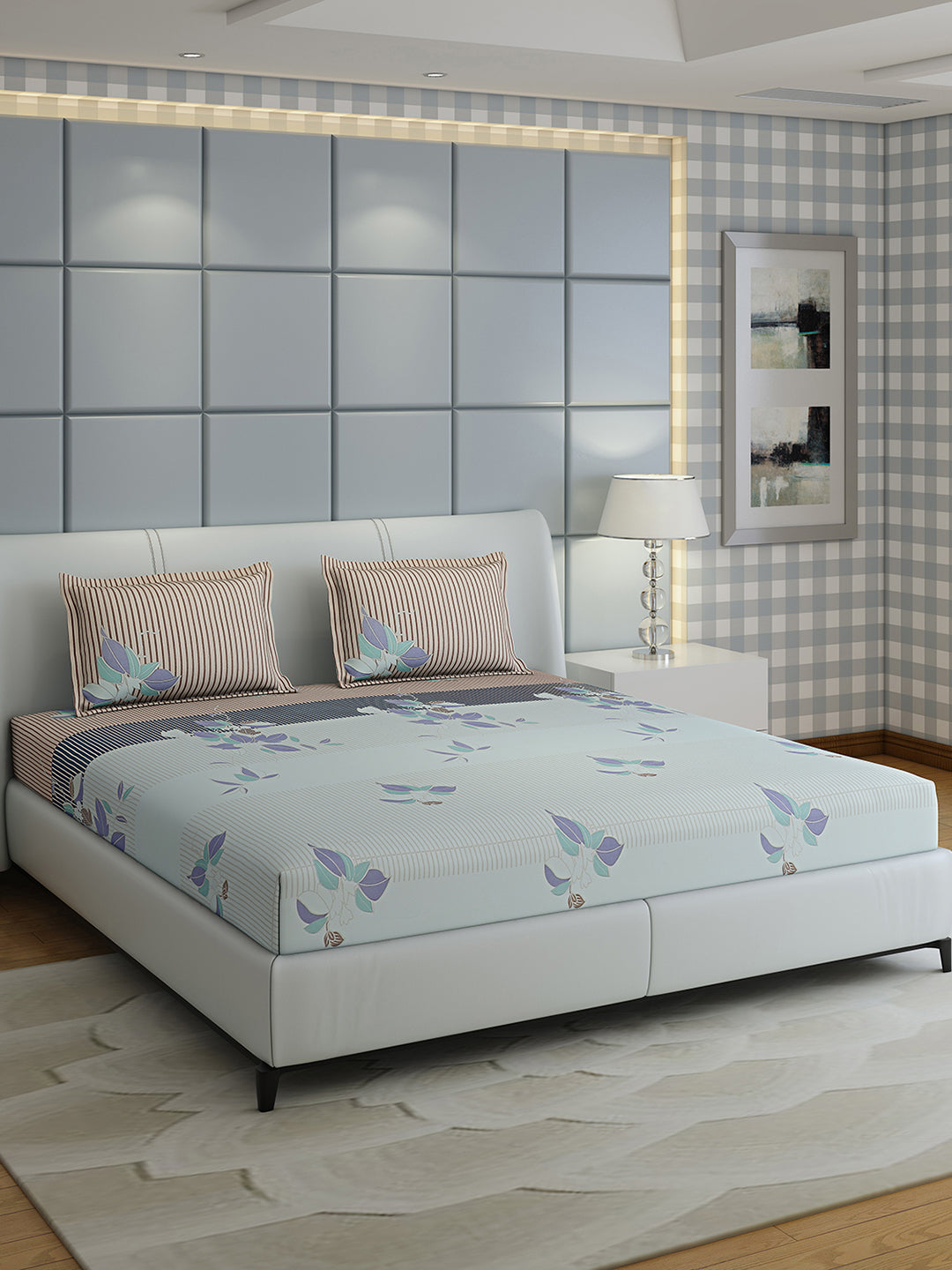 144 TC Cotton Double Bed 1 Bedsheet with 2 Pillow Covers (Fashnik)