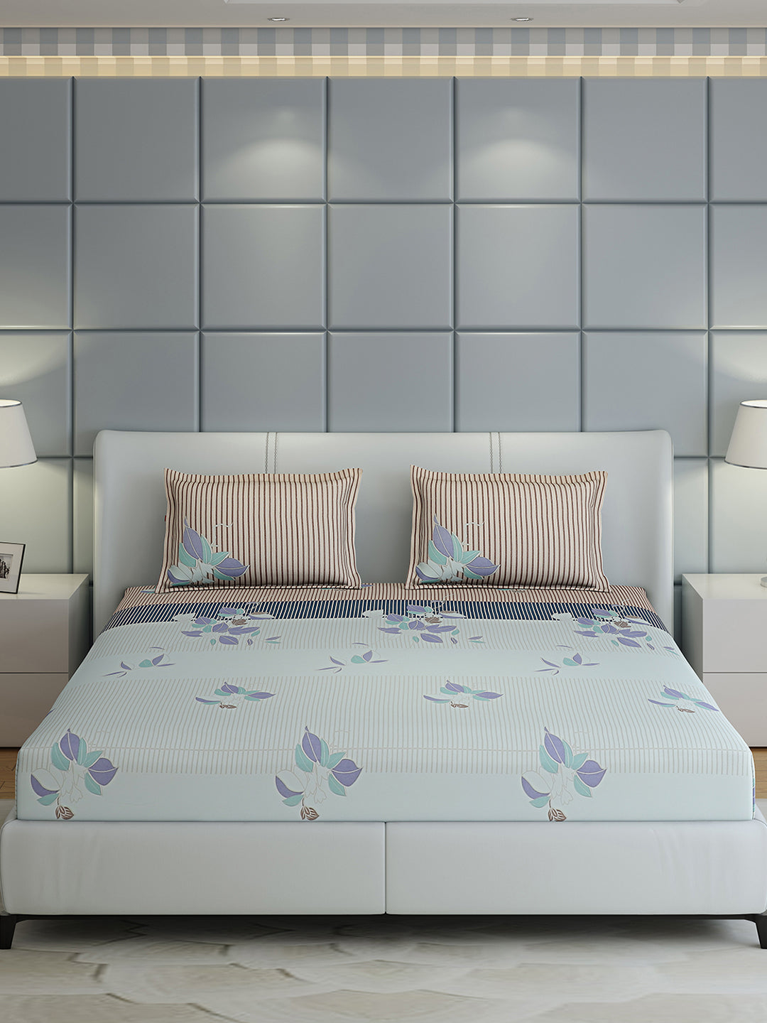 144 TC Cotton Double Bed 1 Bedsheet with 2 Pillow Covers (Fashnik)