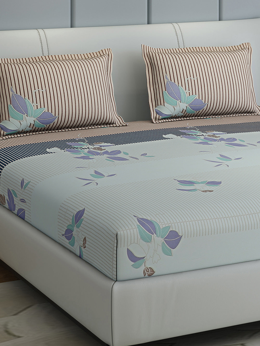 144 TC Cotton Double Bed 1 Bedsheet with 2 Pillow Covers (Fashnik)