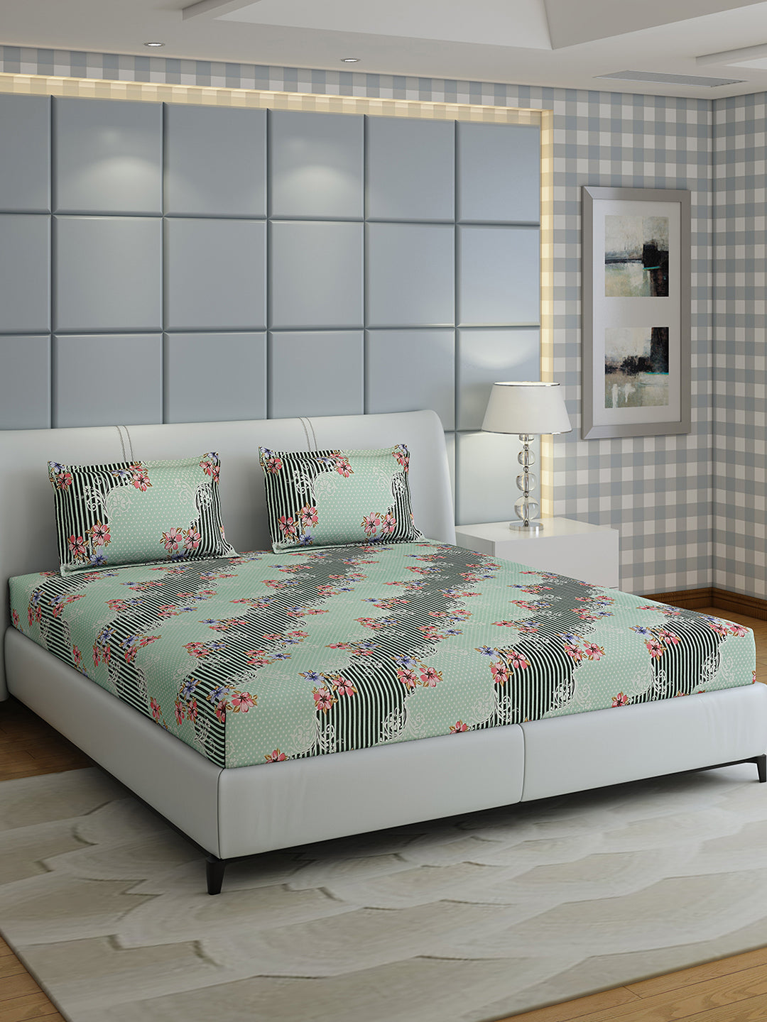 144 TC Cotton Double Bed 1 Bedsheet with 2 Pillow Covers (Fashnik)