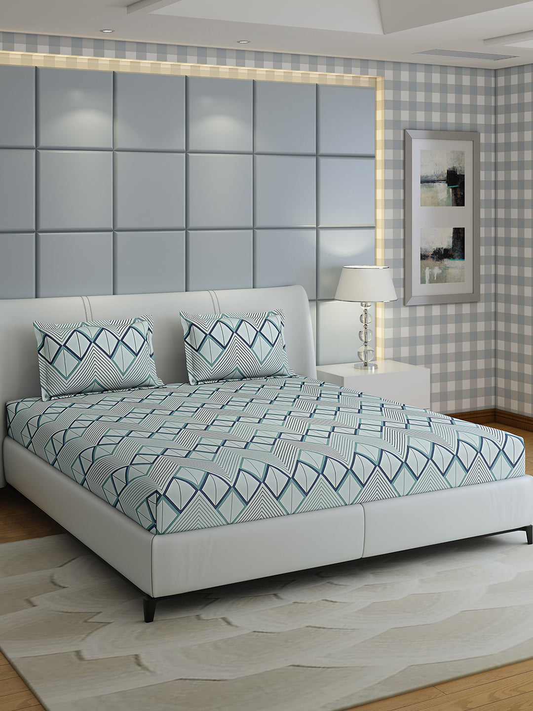 144 TC Cotton Double Bed 1 Bedsheet with 2 Pillow Covers (Fashnik)
