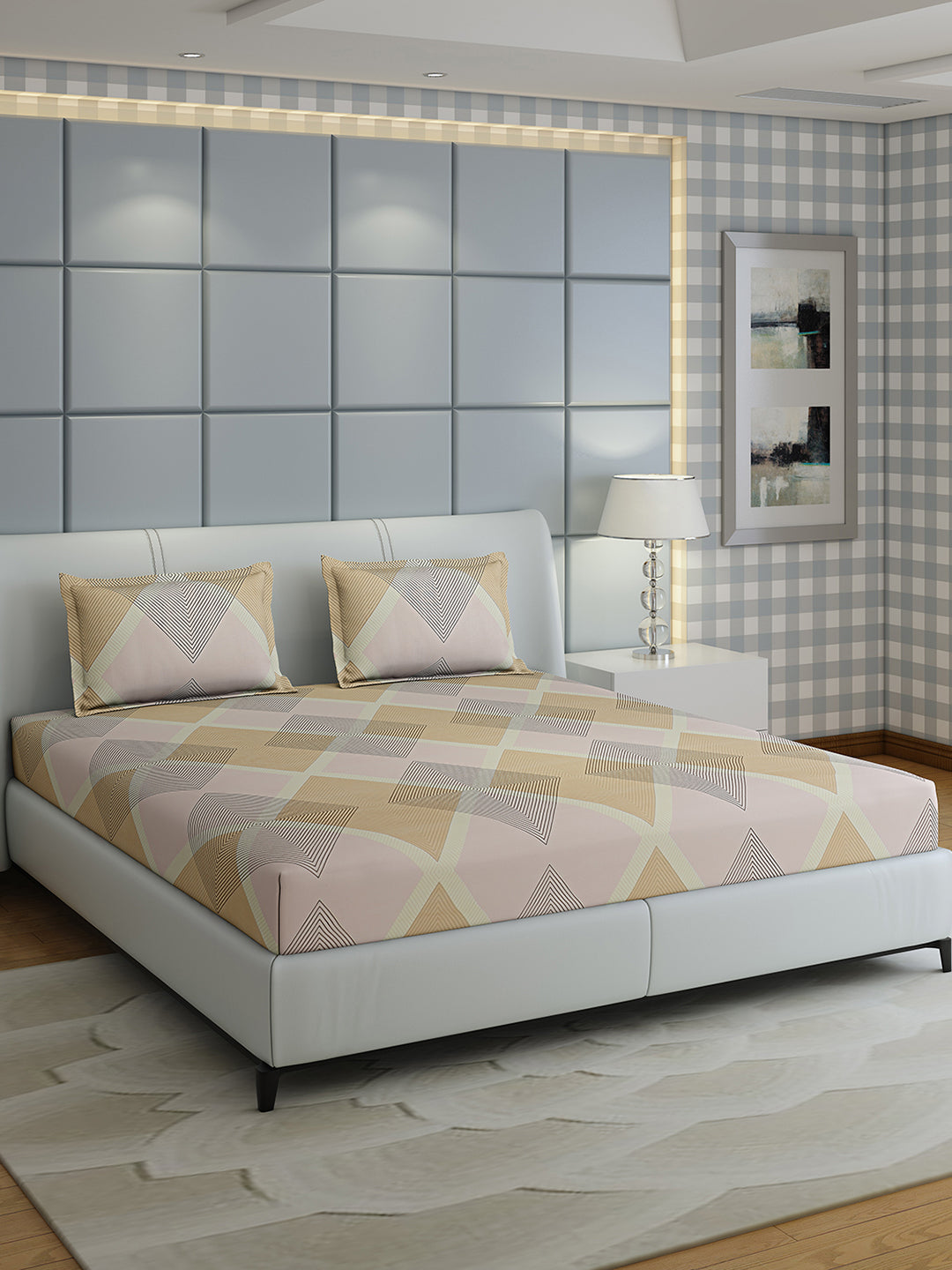 144 TC Cotton Double Bed 1 Bedsheet with 2 Pillow Covers (Fashnik)