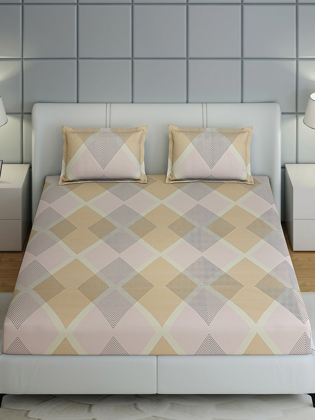 144 TC Cotton Double Bed 1 Bedsheet with 2 Pillow Covers (Fashnik)