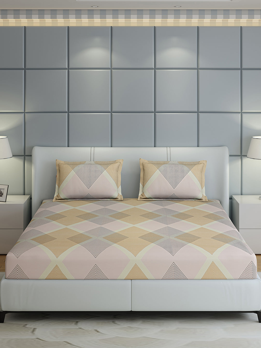 144 TC Cotton Double Bed 1 Bedsheet with 2 Pillow Covers (Fashnik)