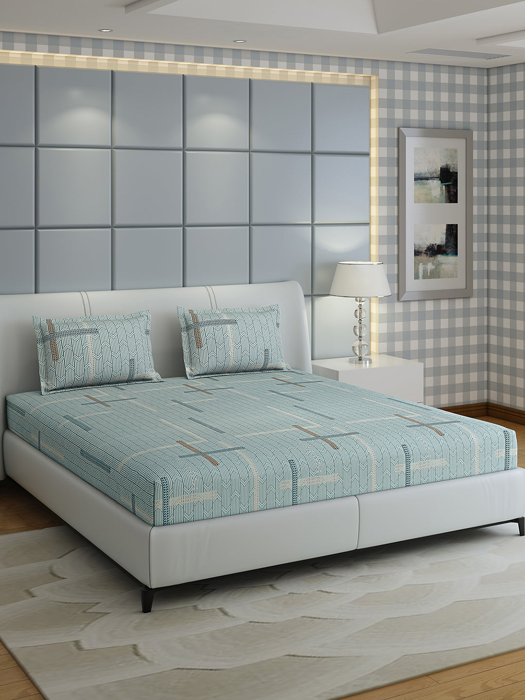 144 TC Cotton Double Bed 1 Bedsheet with 2 Pillow Covers (Fashnik)