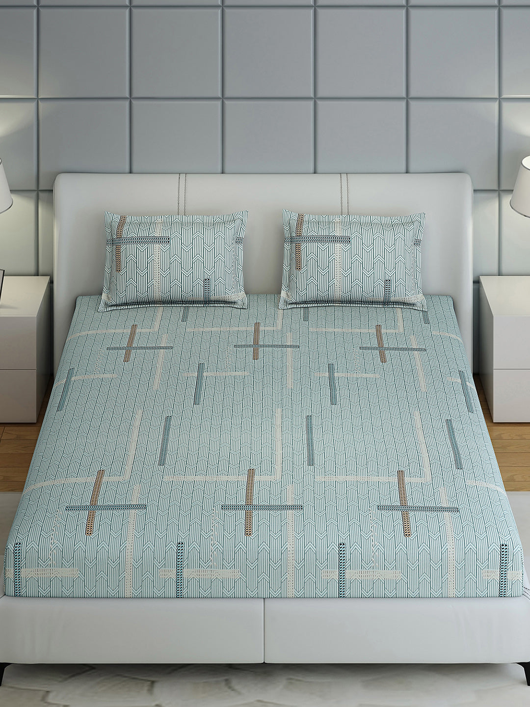 144 TC Cotton Double Bed 1 Bedsheet with 2 Pillow Covers (Fashnik)