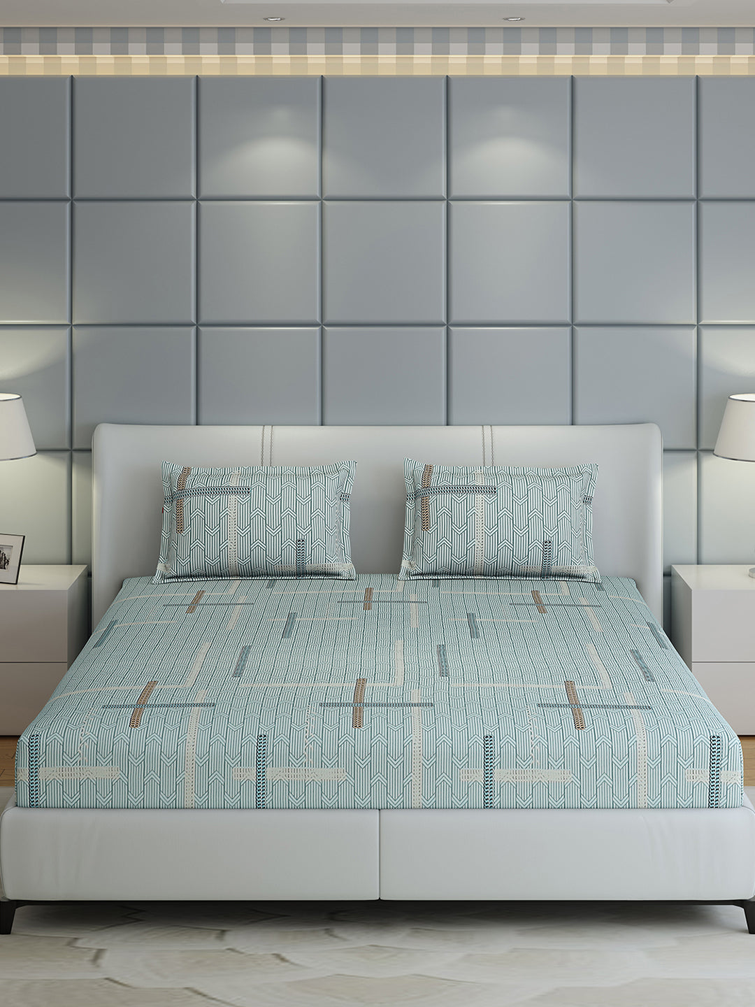 144 TC Cotton Double Bed 1 Bedsheet with 2 Pillow Covers (Fashnik)