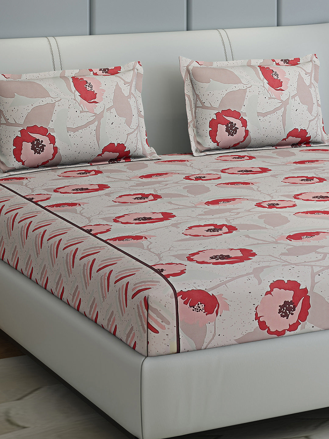 144 TC Cotton Double Bed 1 Bedsheet with 2 Pillow Covers (Fashnik)