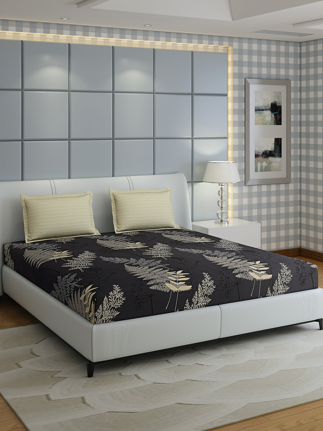 200 TC Cotton Double Bed 1 Bedsheet with 2 Pillow Covers (Ramona)