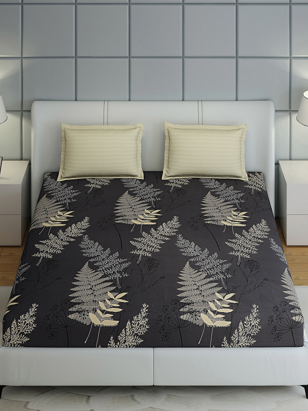 200 TC Cotton Double Bed 1 Bedsheet with 2 Pillow Covers (Ramona)