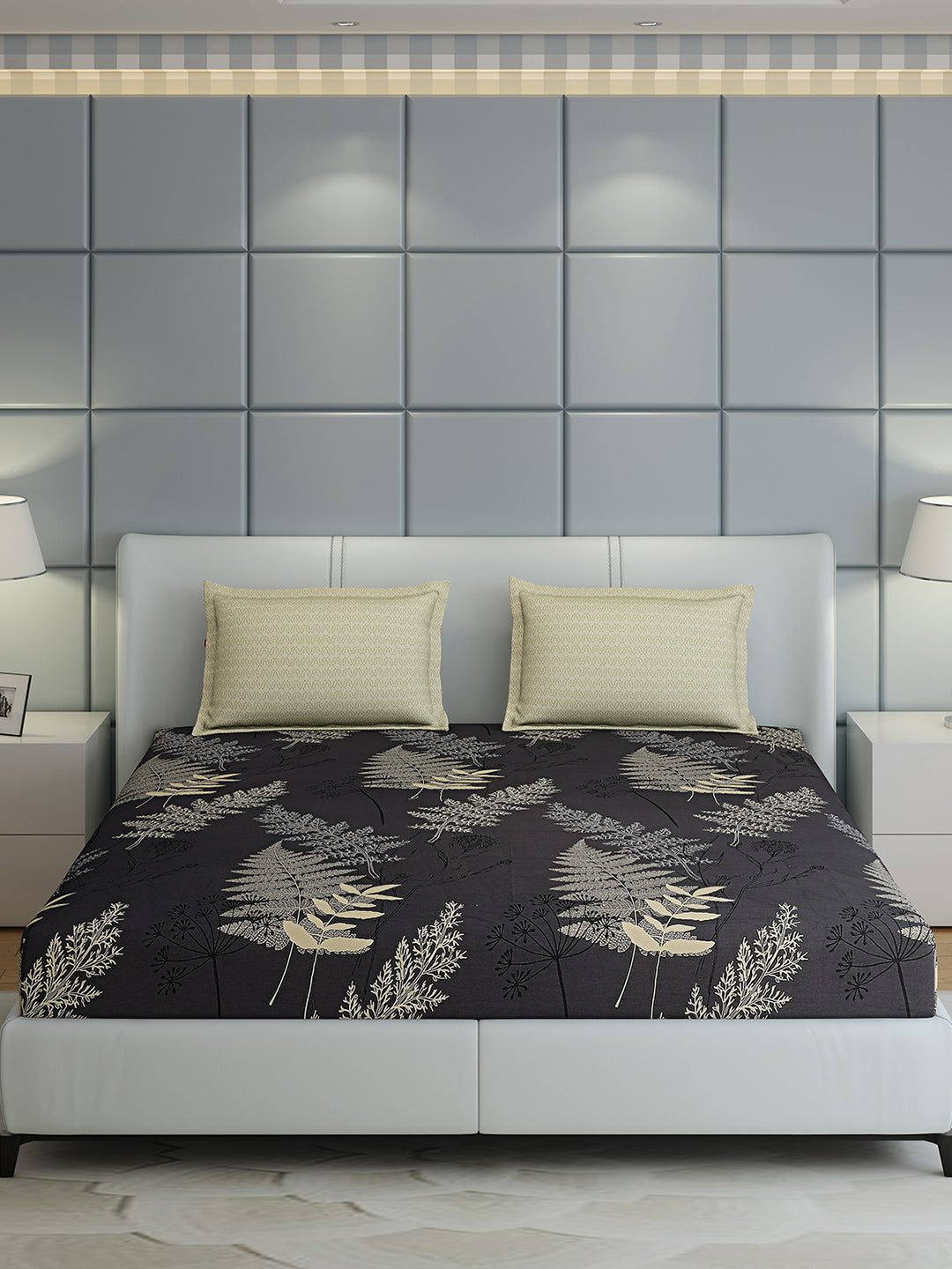 200 TC Cotton Double Bed 1 Bedsheet with 2 Pillow Covers (Ramona)