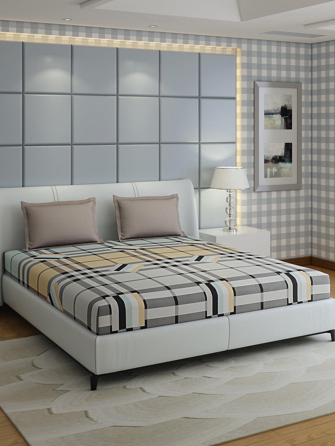 200 TC Cotton Double Bed 1 Bedsheet with 2 Pillow Covers (Ramona)