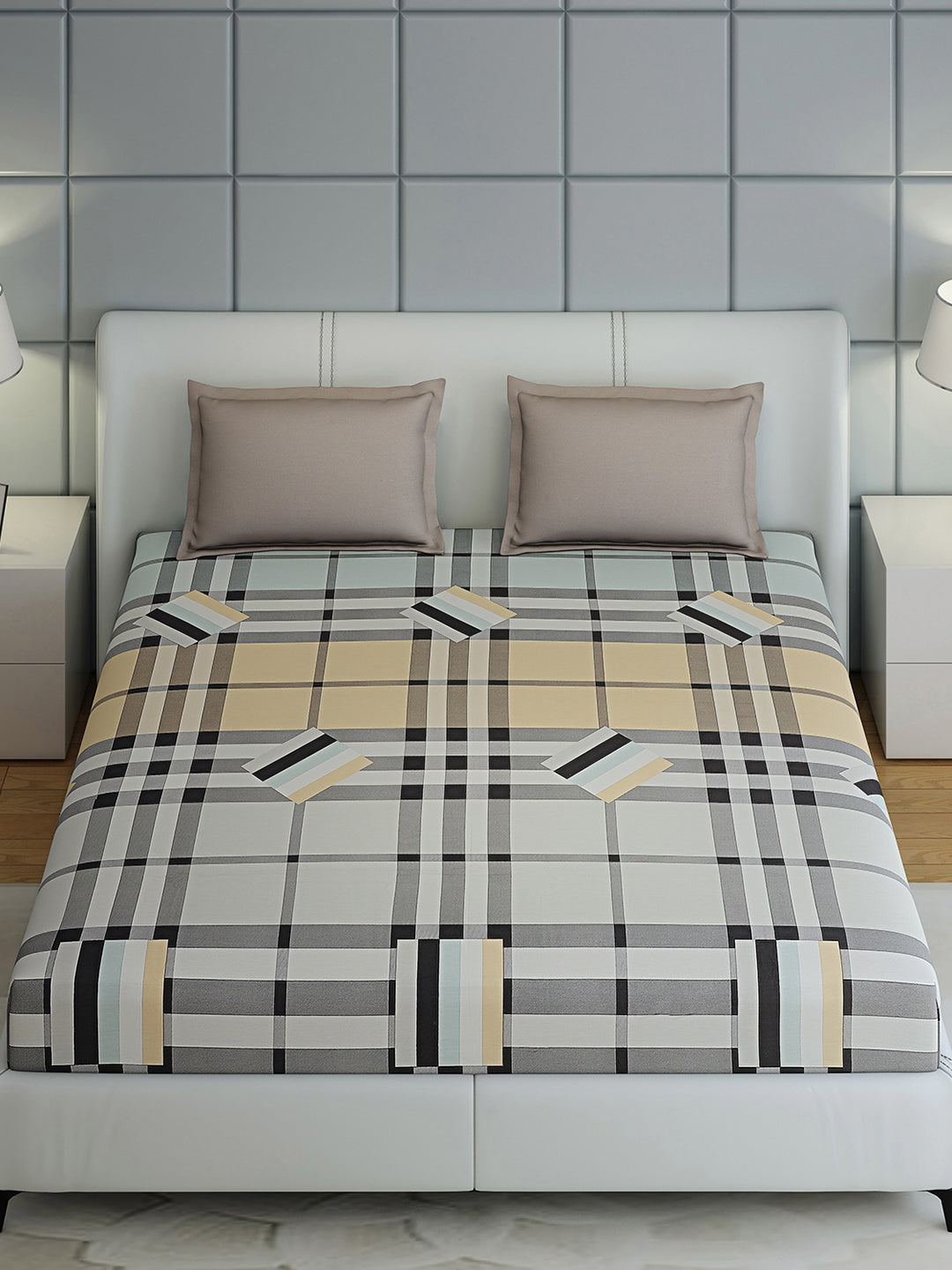 200 TC Cotton Double Bed 1 Bedsheet with 2 Pillow Covers (Ramona)