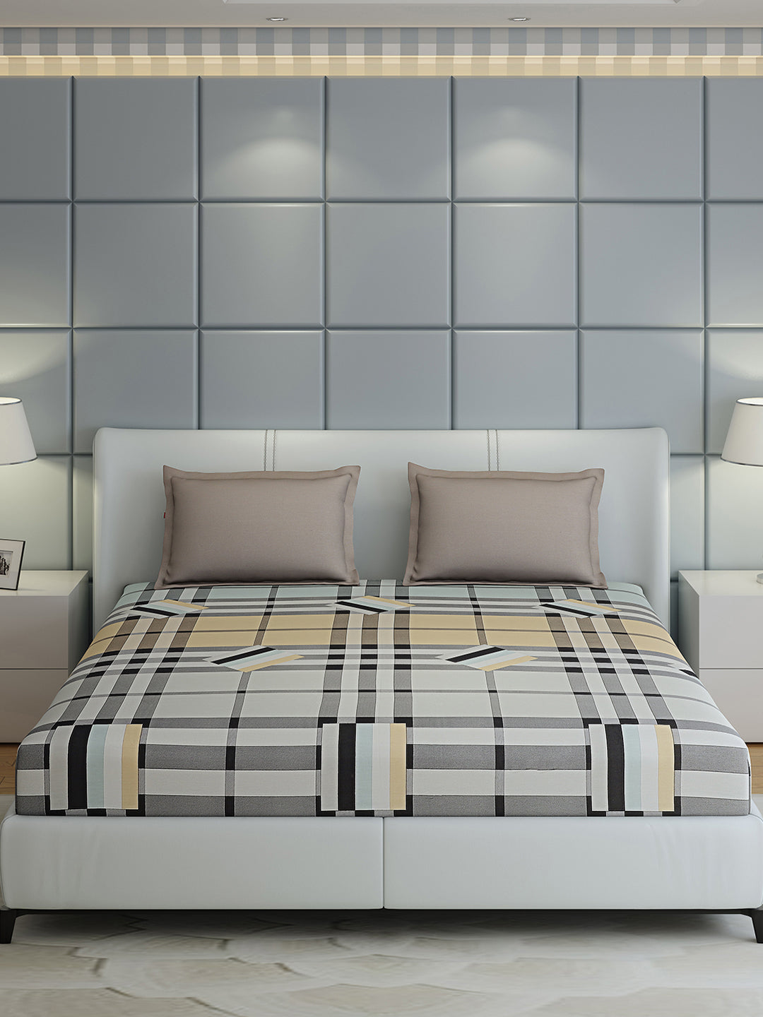 200 TC Cotton Double Bed 1 Bedsheet with 2 Pillow Covers (Ramona)