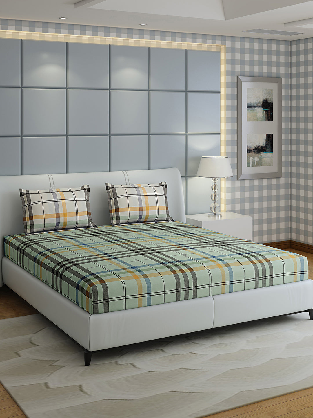 200 TC Cotton Double Bed 1 Bedsheet with 2 Pillow Covers (Ramona)