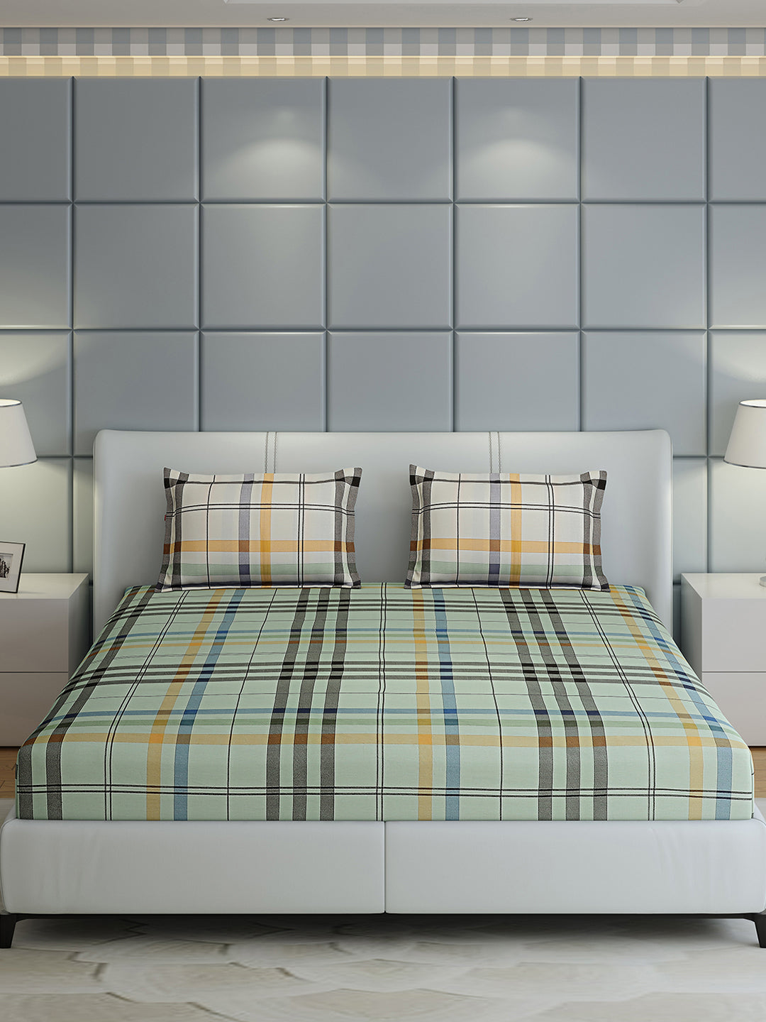 200 TC Cotton Double Bed 1 Bedsheet with 2 Pillow Covers (Ramona)