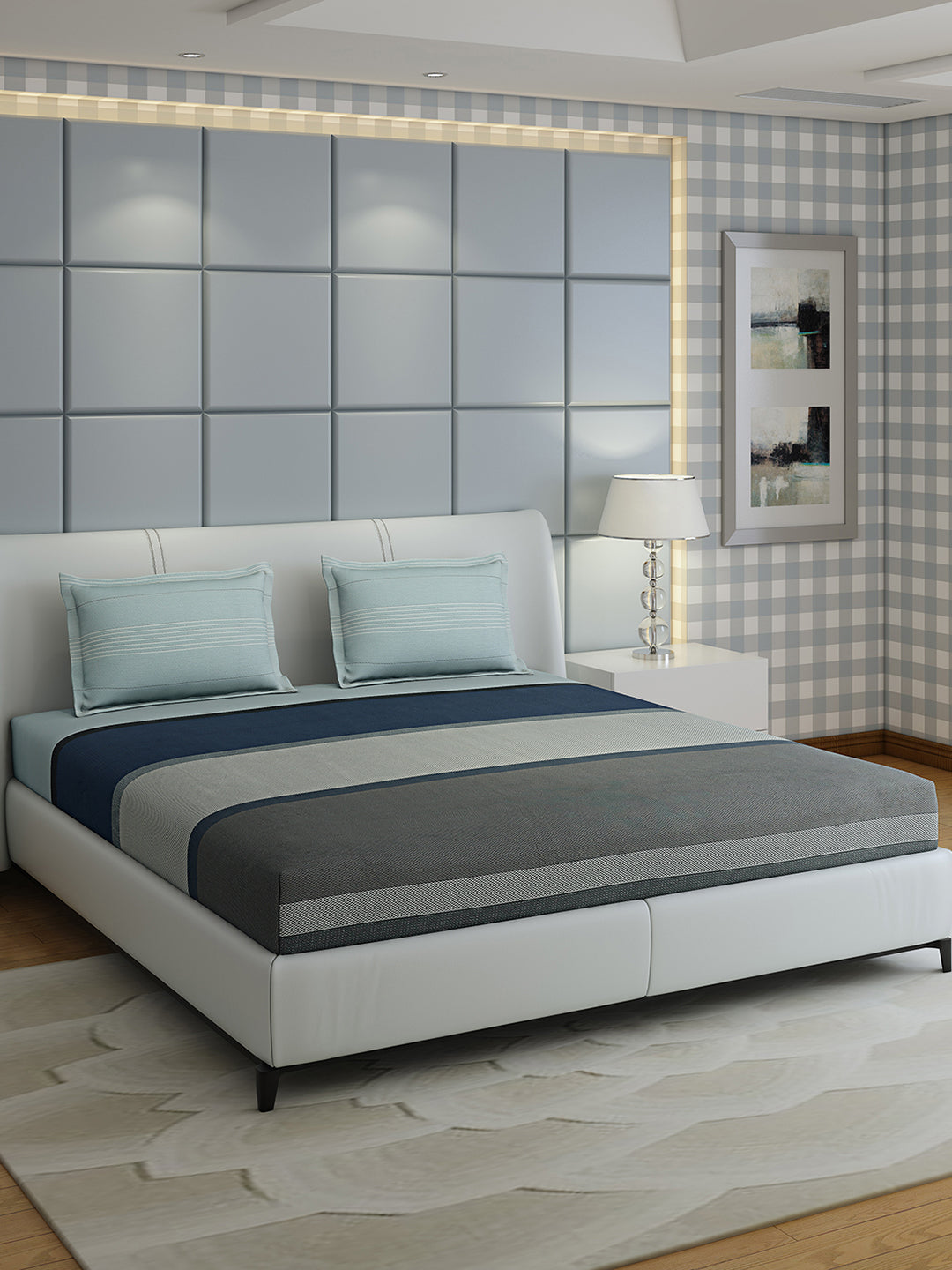 200 TC Cotton Double Bed 1 Bedsheet with 2 Pillow Covers (Ramona)