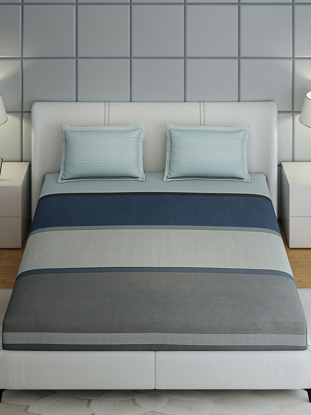 200 TC Cotton Double Bed 1 Bedsheet with 2 Pillow Covers (Ramona)