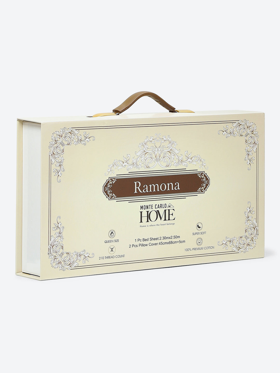 200 TC Cotton Double Bed 1 Bedsheet with 2 Pillow Covers (Ramona)