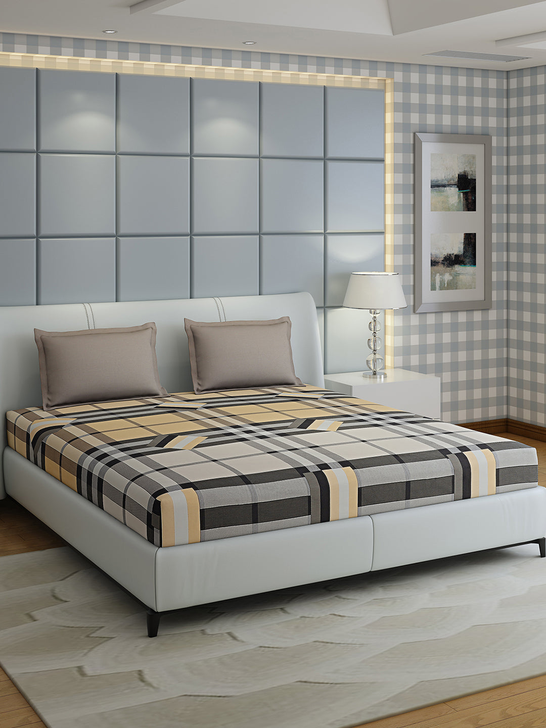 200 TC Cotton Double Bed 1 Bedsheet with 2 Pillow Covers (Ramona)