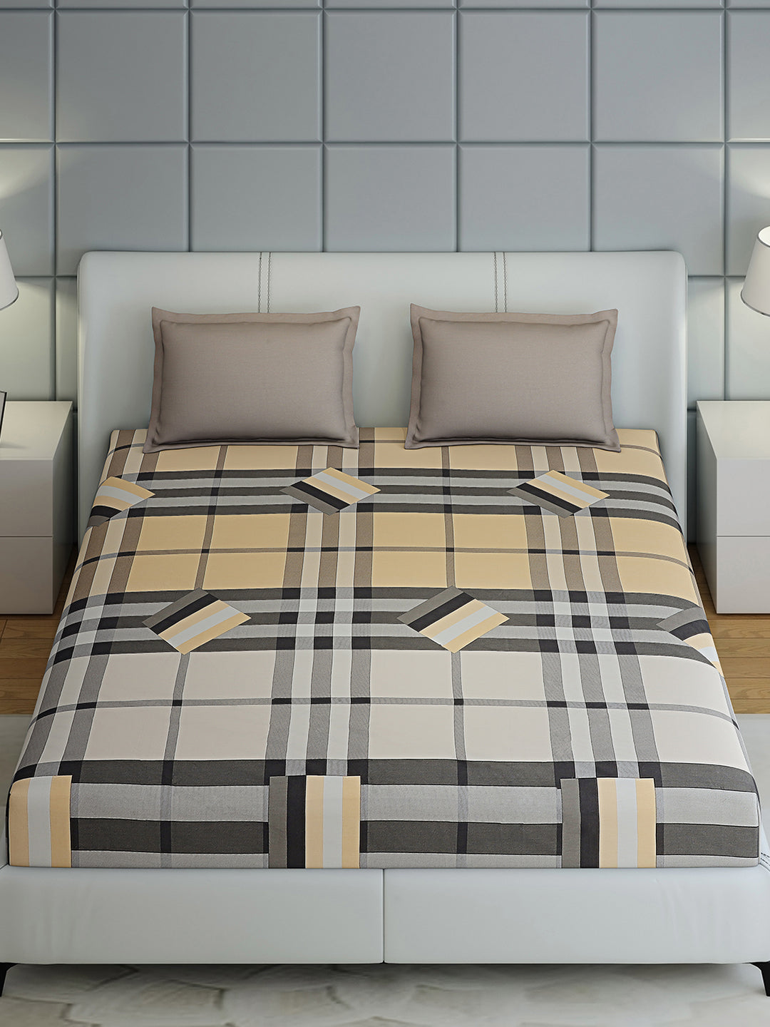 200 TC Cotton Double Bed 1 Bedsheet with 2 Pillow Covers (Ramona)