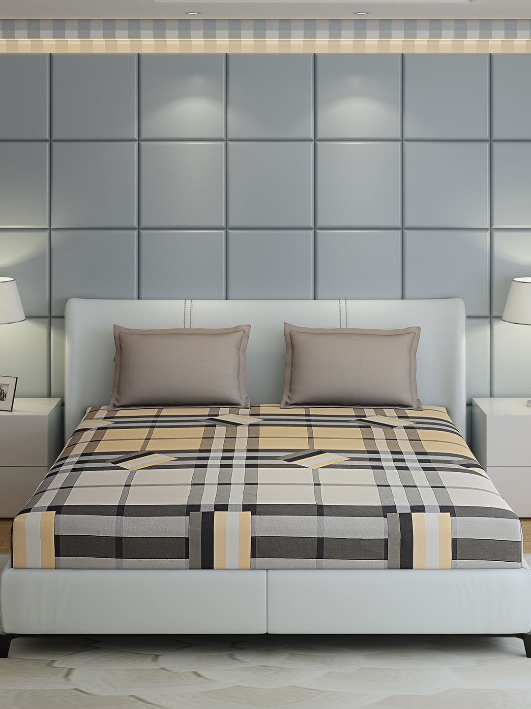 200 TC Cotton Double Bed 1 Bedsheet with 2 Pillow Covers (Ramona)