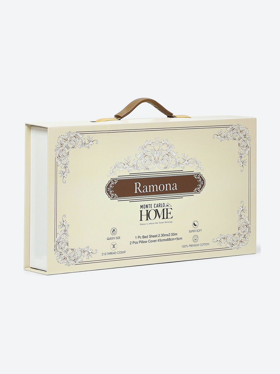 200 TC Cotton Double Bed 1 Bedsheet with 2 Pillow Covers (Ramona)