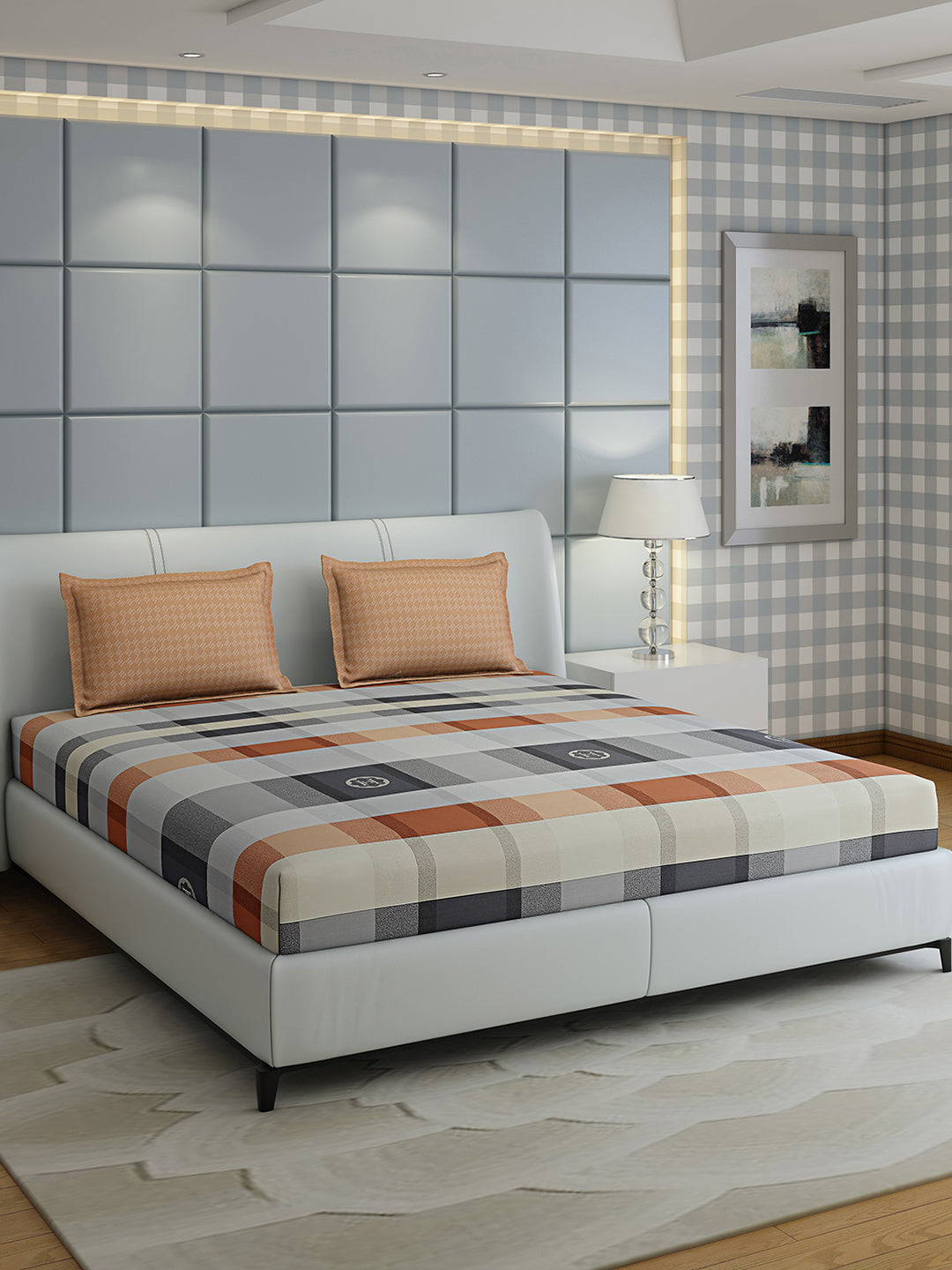 200 TC Cotton Double Bed 1 Bedsheet with 2 Pillow Covers (Ramona)