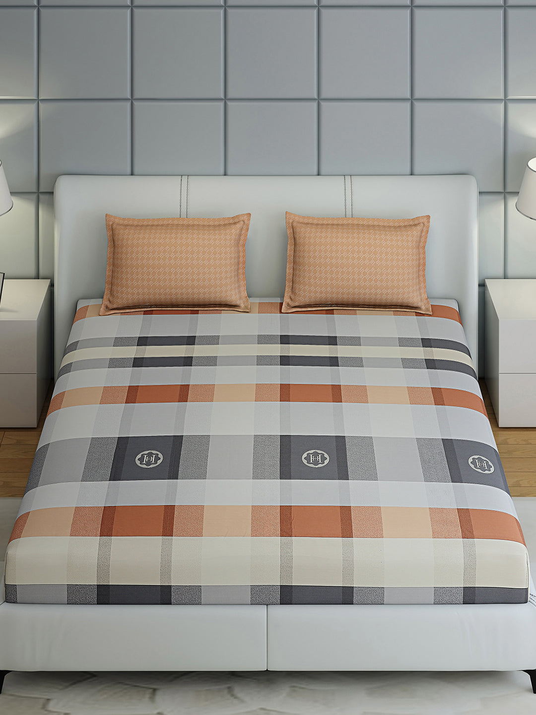 200 TC Cotton Double Bed 1 Bedsheet with 2 Pillow Covers (Ramona)